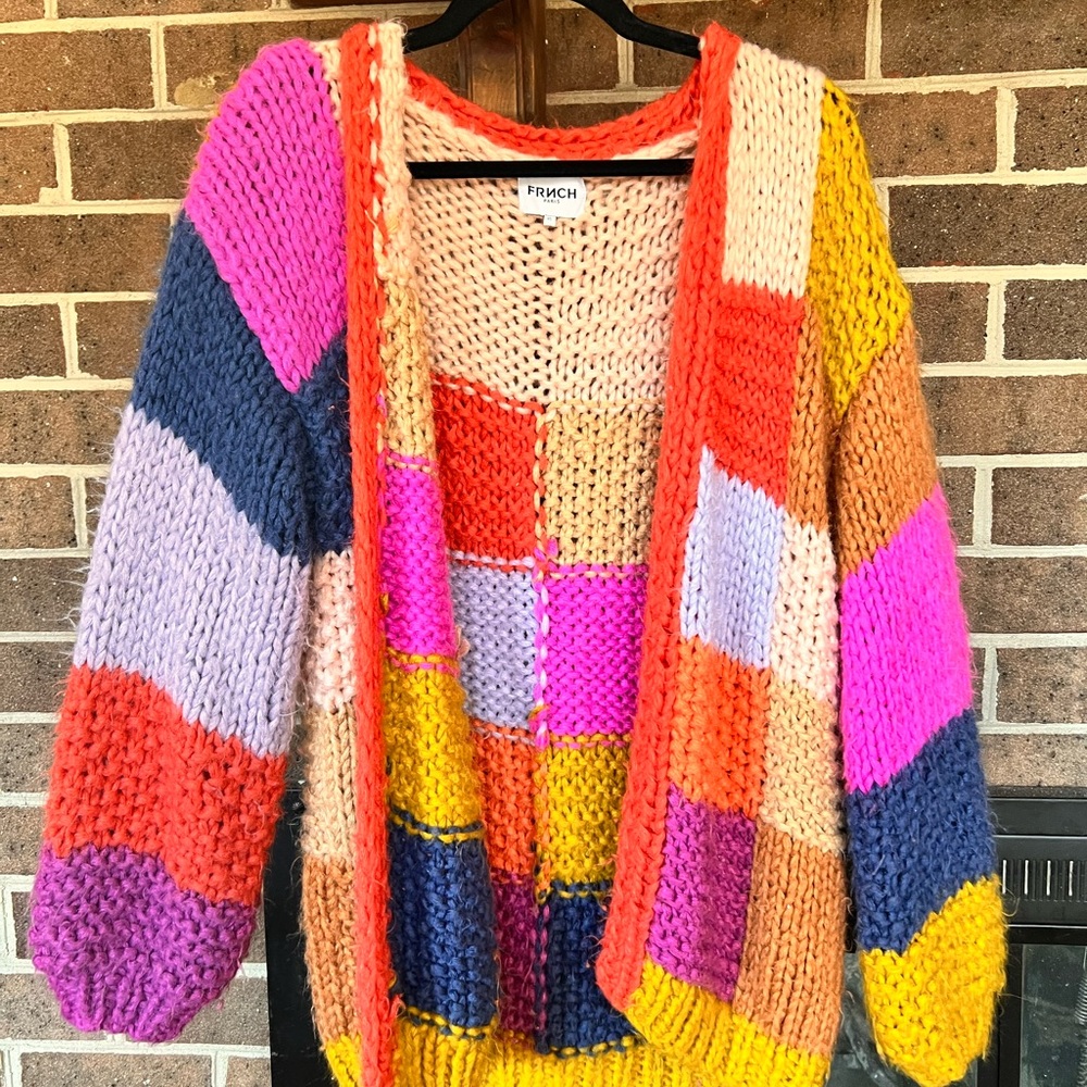 FRNCH Multicolor Patchwork Cardigan